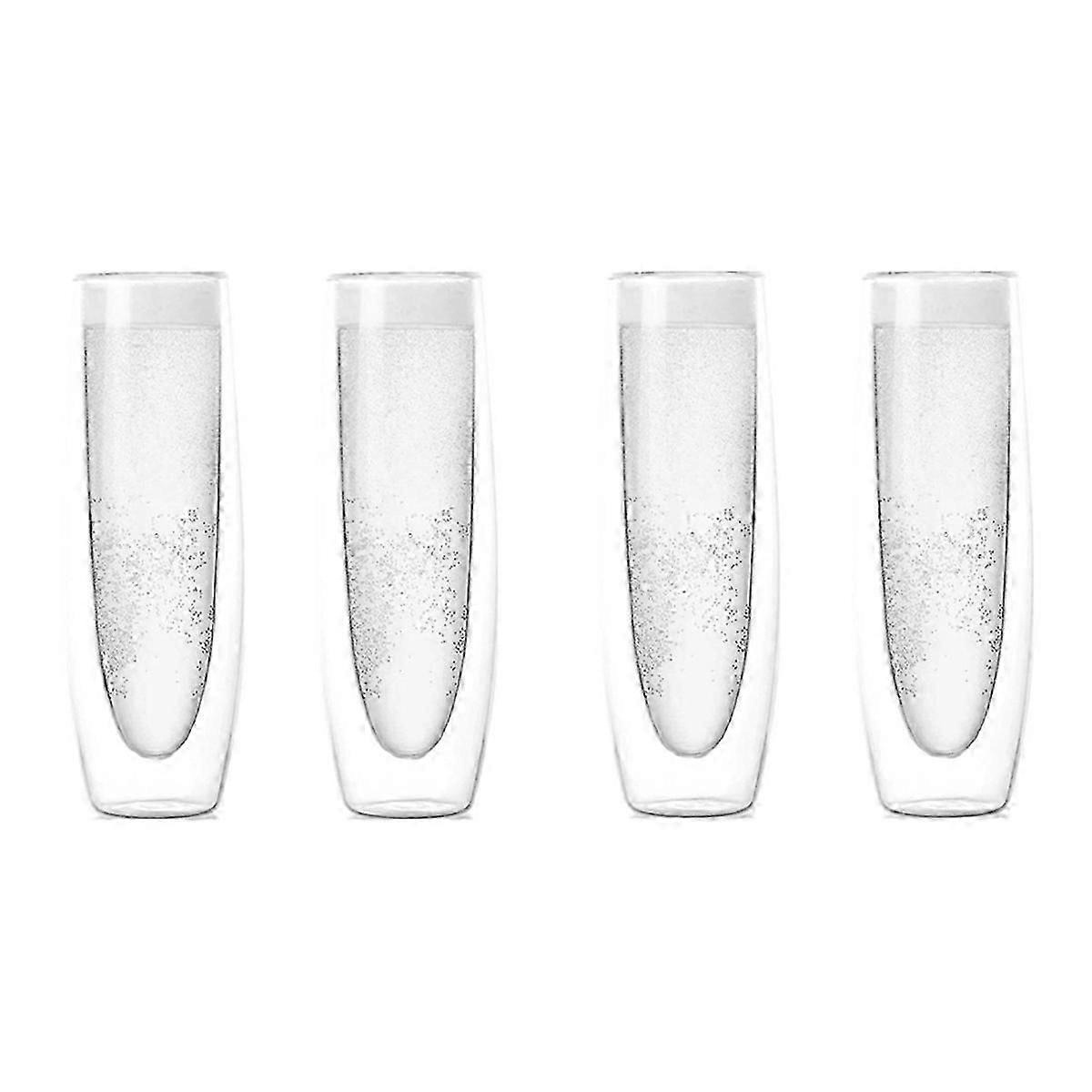 4Pcs Glass Champagne Glasses Double-Layer Handleless Sparkling Glasses High-End Red Wine Glasses Tra