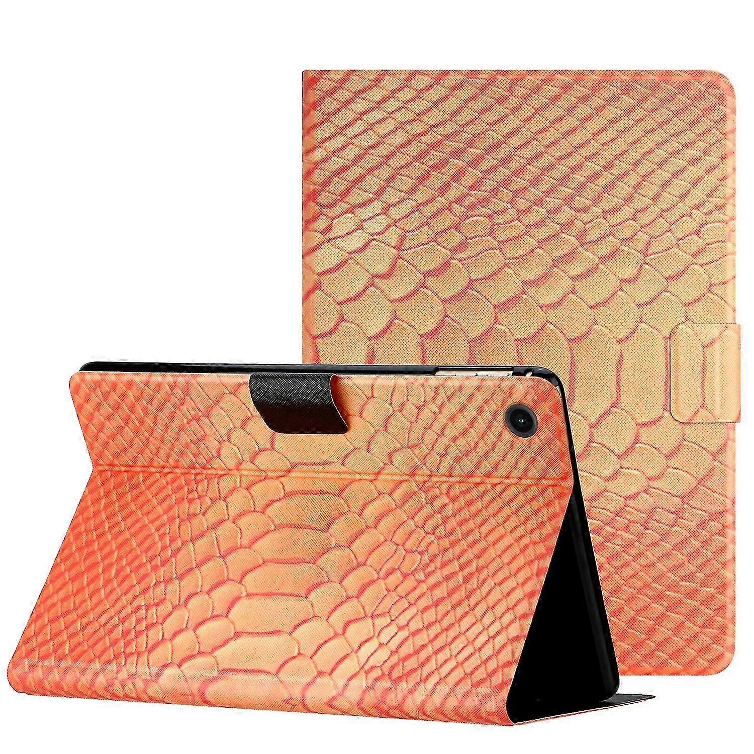 2025 Solid Color Crocodile Texture Smart PU Tablet Case with Sleep / Wake-up Function