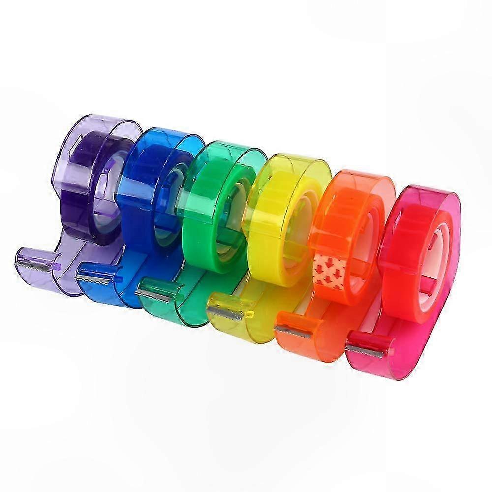 Colorful Tape Dispenser Set with Assorted Tapes for Arts, Home, School, and Office Use (Pack of 6 Random Colors)