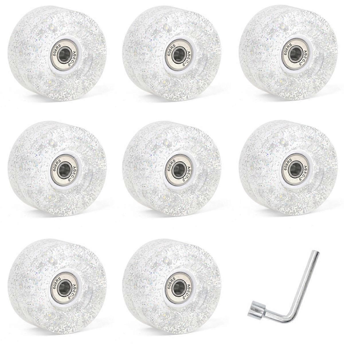 Paquet de 8 roues de patin à roulettes 85A Quad 62 x 33mm avec roulements blanc
