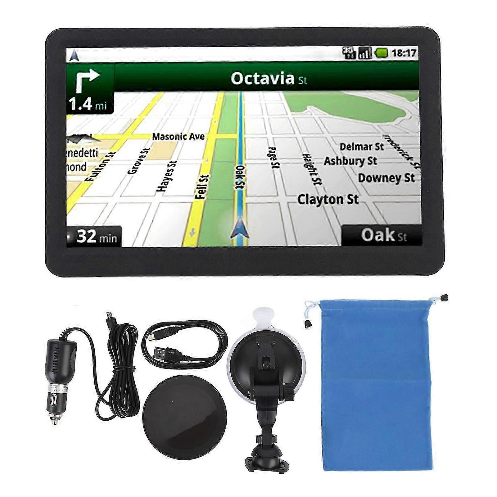 GPS Navigation System 9 Inch Touch Screen Voice Prompts Speed Red Light Warning Custom Routes for Cars Trucks RVs