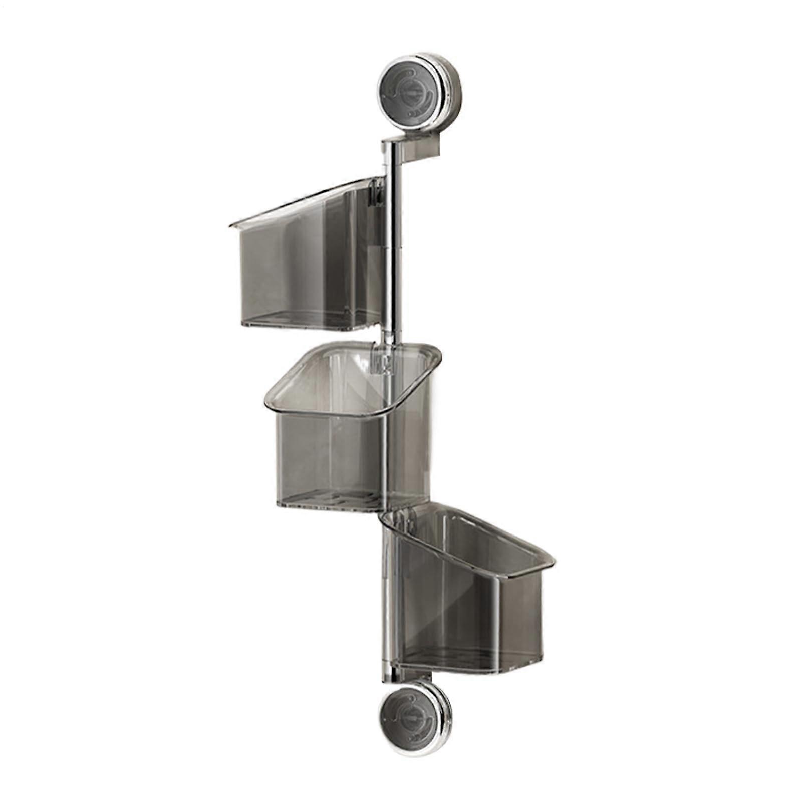 Suction Dispenser Holder Shower Organiser With Drain Rotating Compartment No Drilling Gray For Bathroom Utensils Garlic