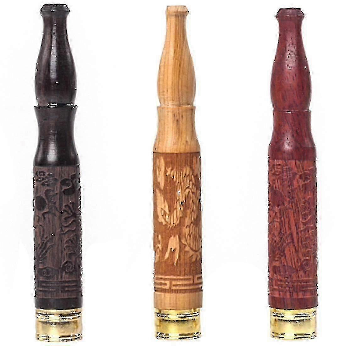 Solid wood engraved cigarette holder for dual-use, filter design