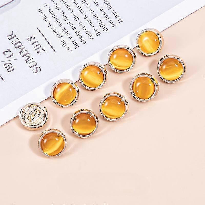 10 Pieces Beautiful Opal-like Buttons 10mm Small Metal Round Shank Button DIY Garment Collar Sleeve Buttons 2025