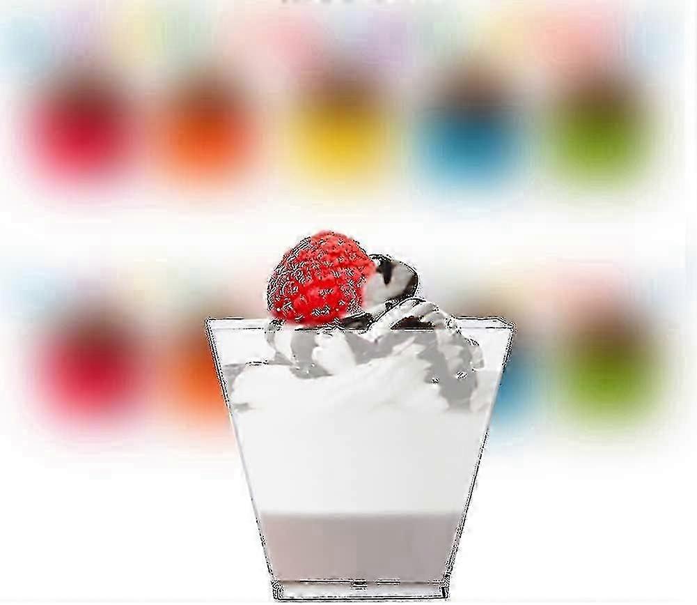 50 Pieces Of Plastic Dessert Bowls With Spoons (60 Ml) For Home And Parties