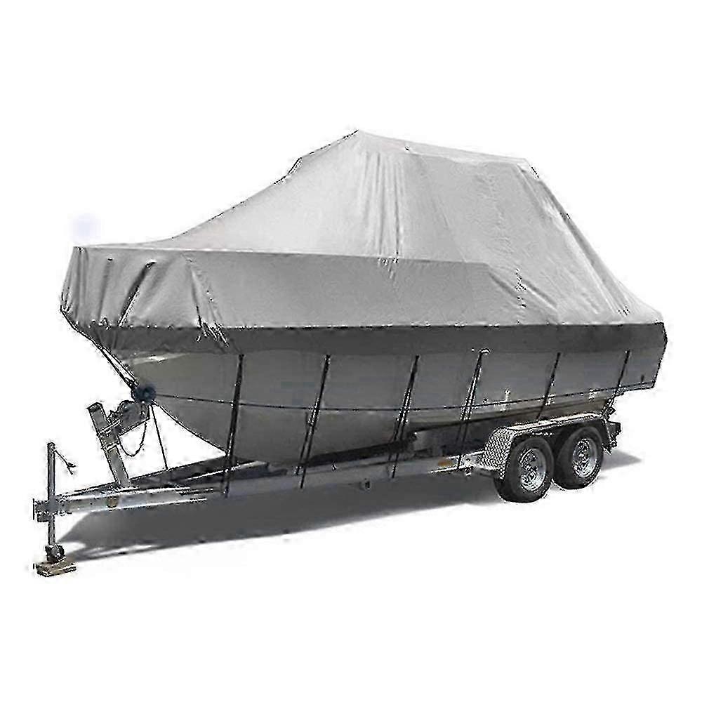 غطاء قارب مقاوم للماء شديد التحمل (16-18FT-V) - قماش أكسفورد رمادي ، لليخوت وقارب الصيد