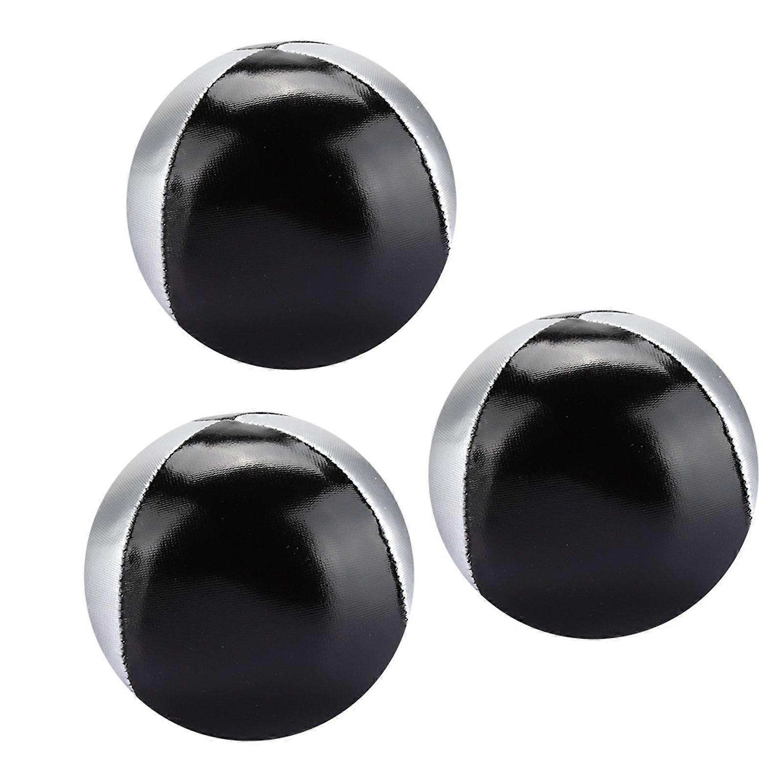 3PCS Silver Black PU Leather Indoor Leisure Portable Juggling Ball Performance Props