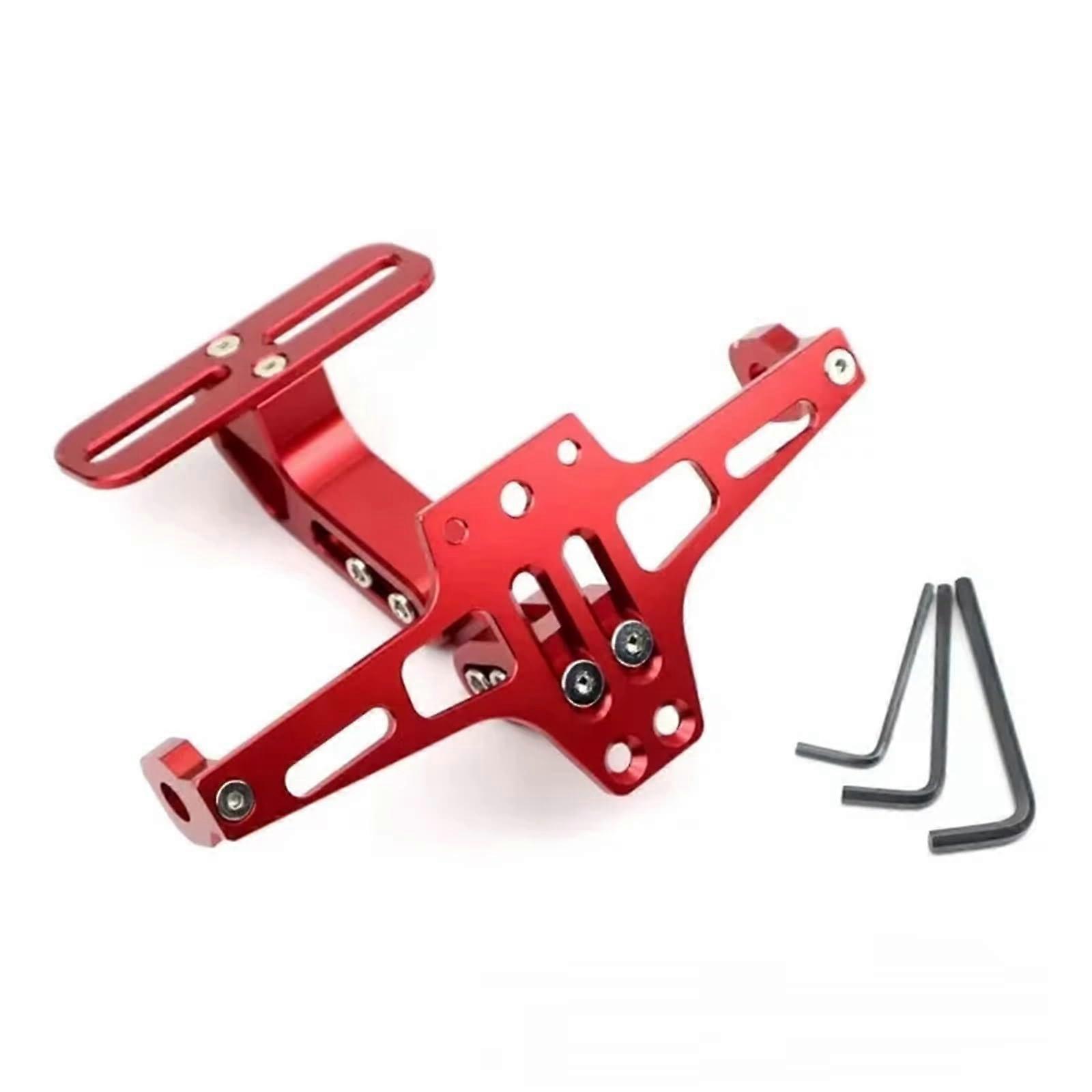 Plate Holder Universal Side Mount Motorcycle License Plate Bracket Adjustable With Rear Turn Signal Lamp Holder Red