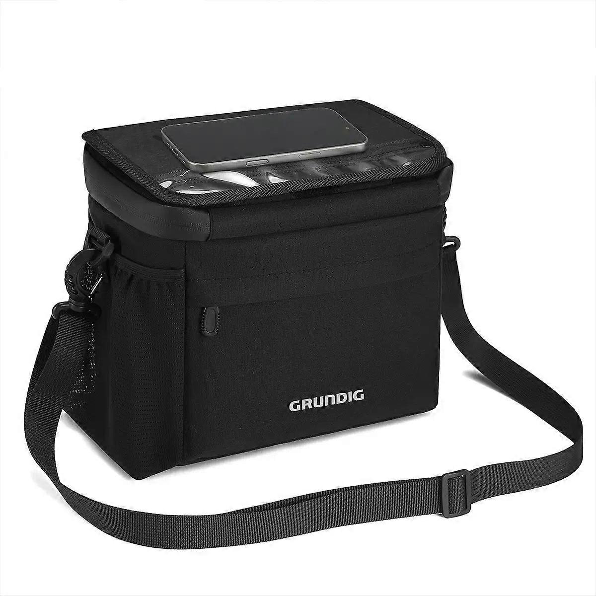 Grundig Handlebar Bag 6L, Waterproof Bike Bag with Quick Release Mount, Touchscreen Phone Holder and Shoulder Strap