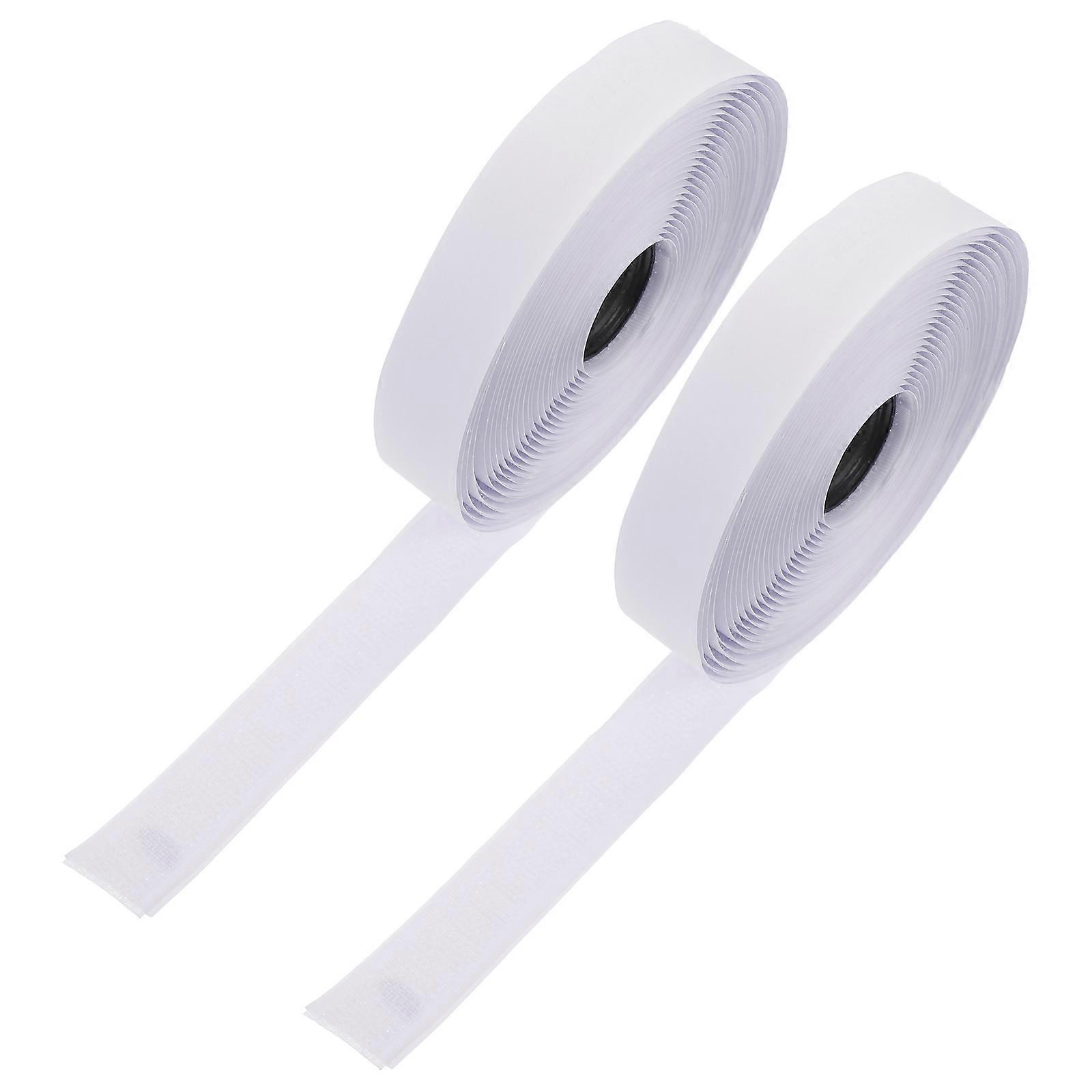 Backing Self Stick Tape Wall Fastener Straps Furniture White Nylon and Polyester Material for Organizing Items 2rolls