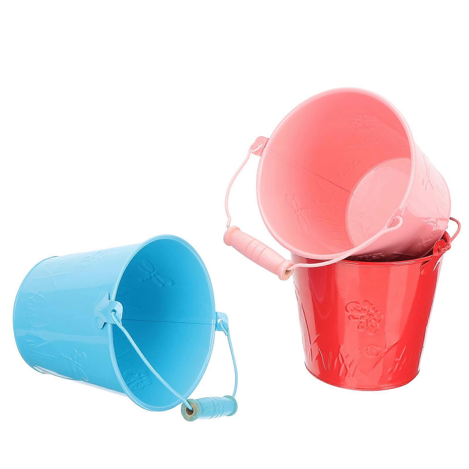 Sand Bucket Iron Convenient Sand Toy for Playing 3Pcs Assorted Color