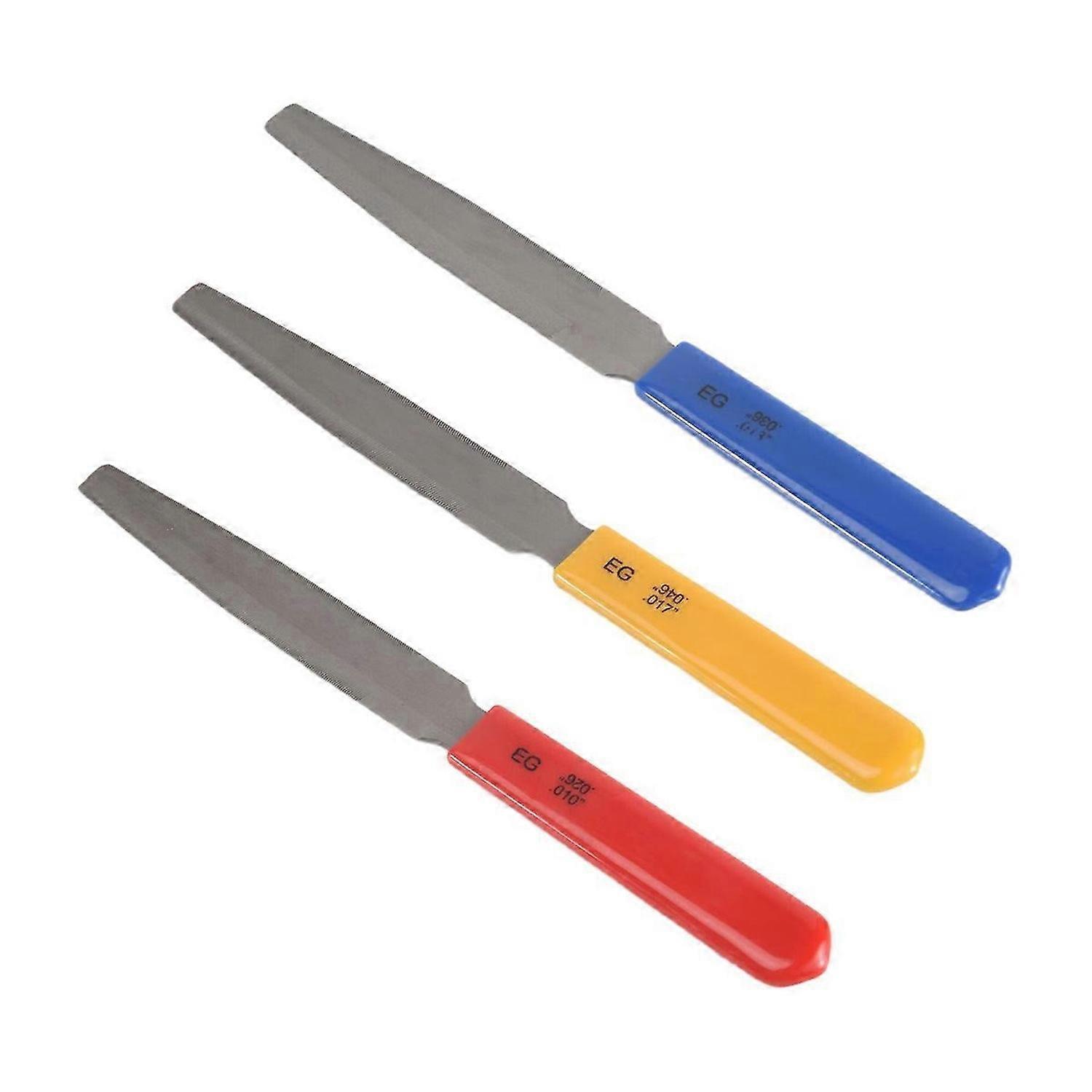 3Pieces Tapered Guitar Nut File Nut Slotted File Set Double Edge Wire File Electric Guitar Wire Tool