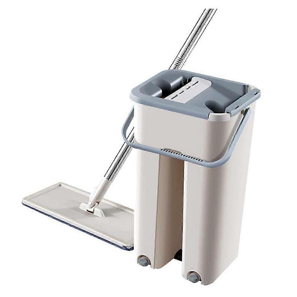 Floor Mop Bucket Cleaning Kit Stainless Steel Handle 360Degree Swivel LargeArea Mop Easy To Use Easy To Dry Hands