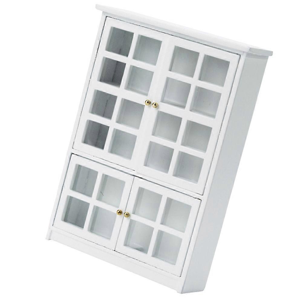 Miniature Cabinet White Density Board for Mini Decor 2Pcs Miniature Bookshelf
