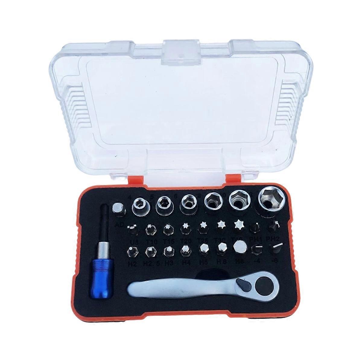 27 in 1 Mini Ratchet Wrench Set with Bits & Socket Wrench-Versatile Tool Set for Daily Maintenance of Household