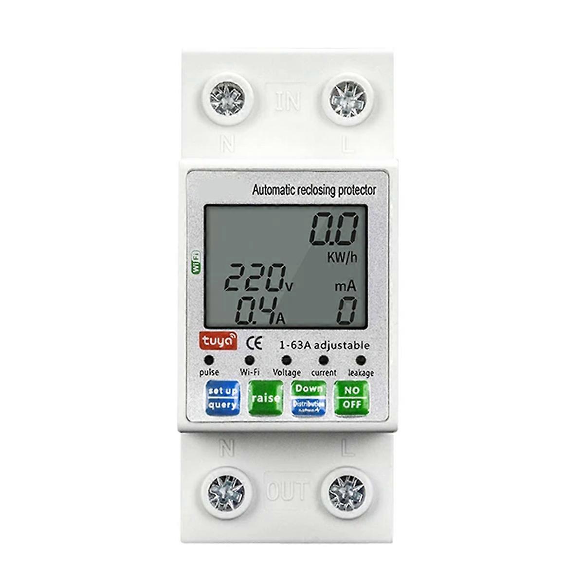 Tuya 63A 2p WIFI Energy Meter, Smart Power Circuit Relay Switch KWh