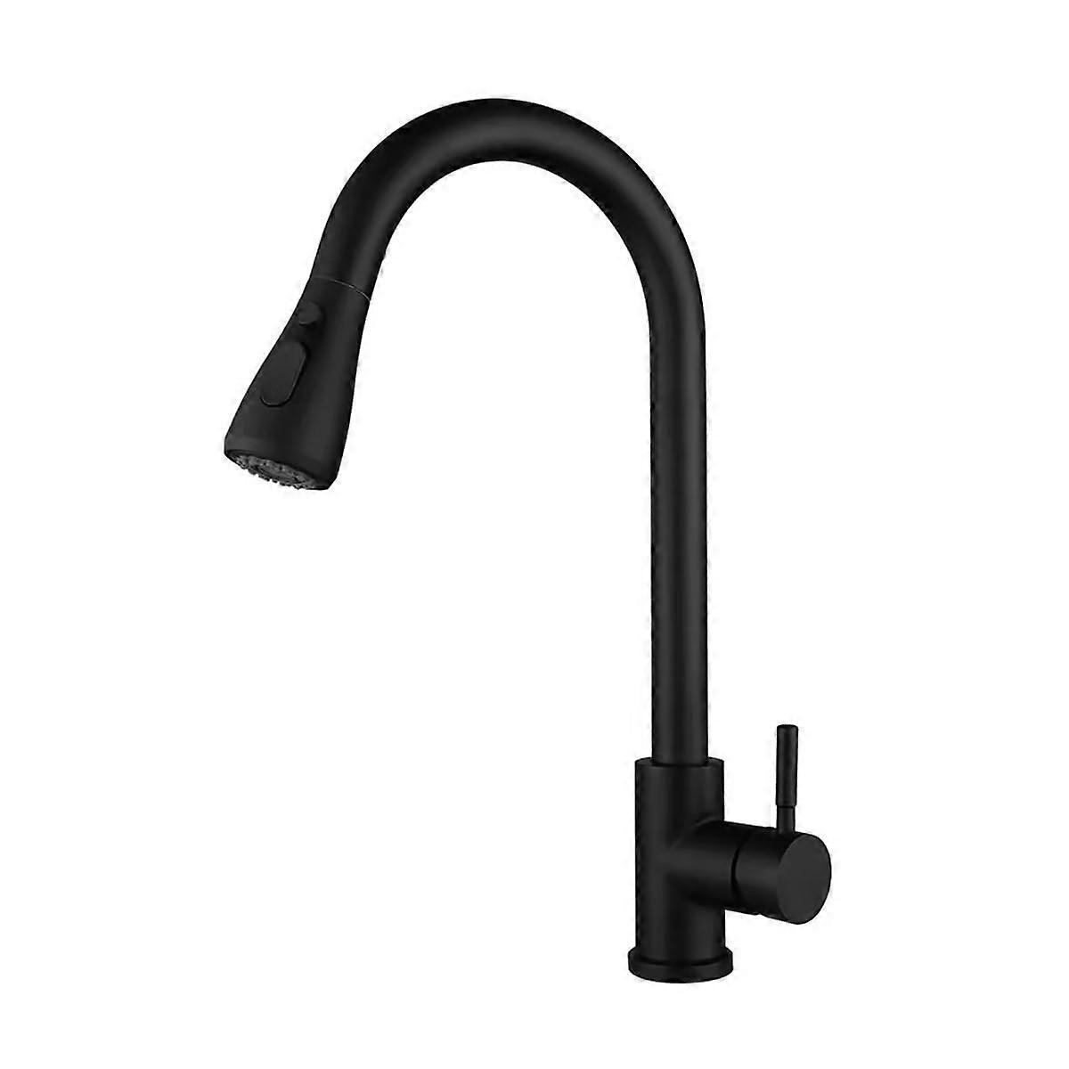 Kitchen Faucet TwoFunction, SingleHandle PullOut, DeckMounted, 360Degree Rotation, Hot and Cold, Black Finish