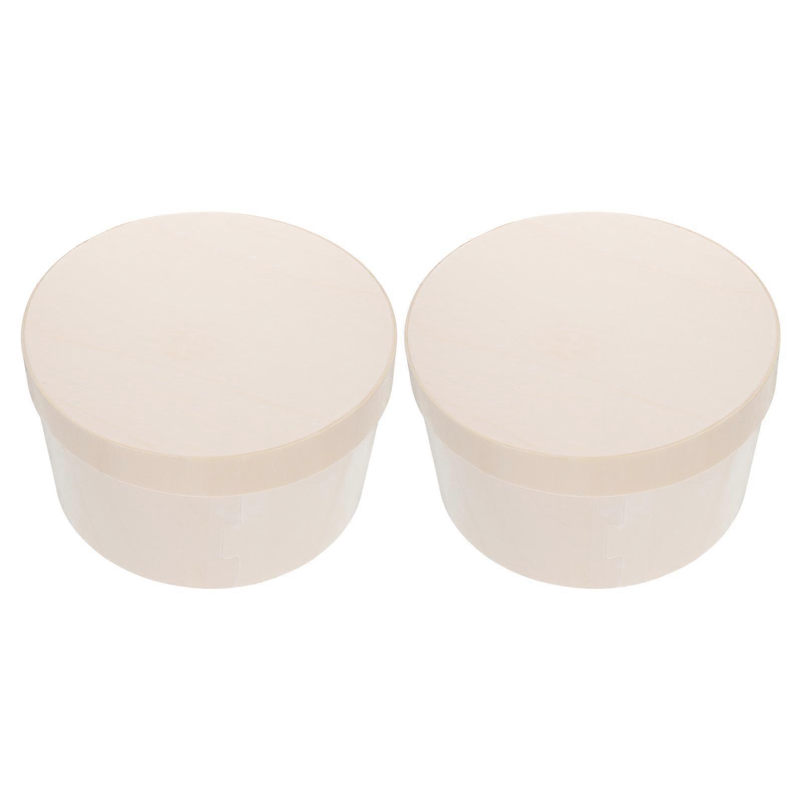 Cake Packaging Box Storage 4 Inch Beige Poplar Wood 2Pcs