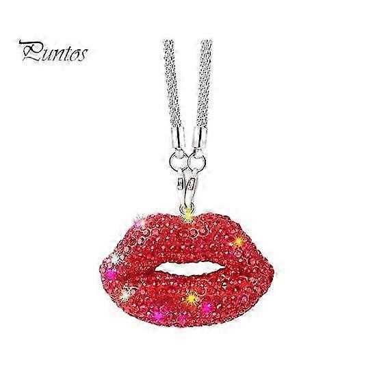 2025 Car Rearview Mirror Pendant Easy to Hang Lip-Shaped Sparkling Rhinestones Car Rear View Mirror Charms Hanging Ornament