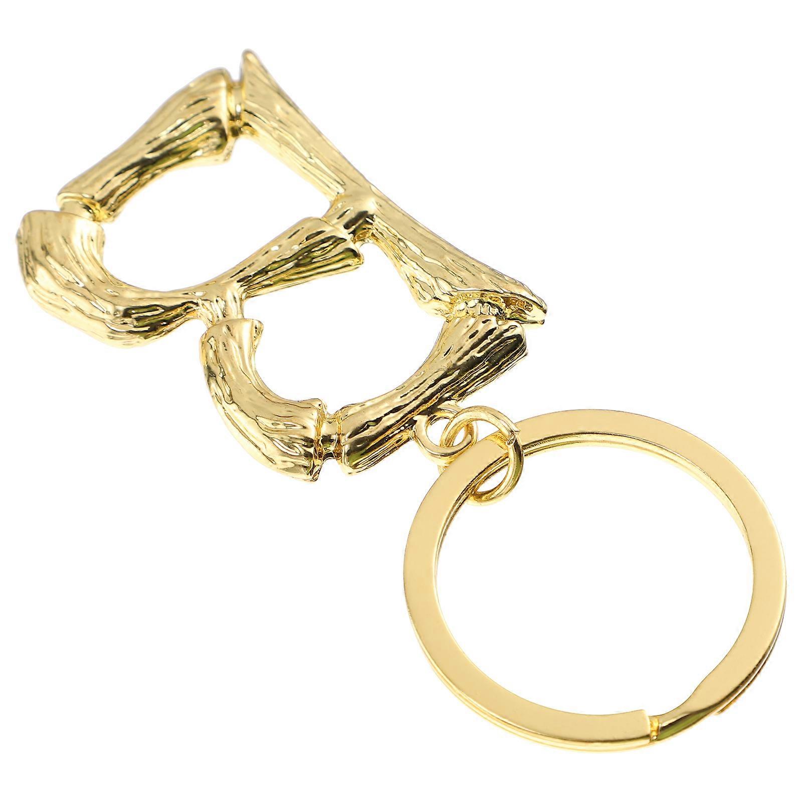 Creative Alphabet Key Chain for Bag Pendant 2Pcs Golden Key Holder