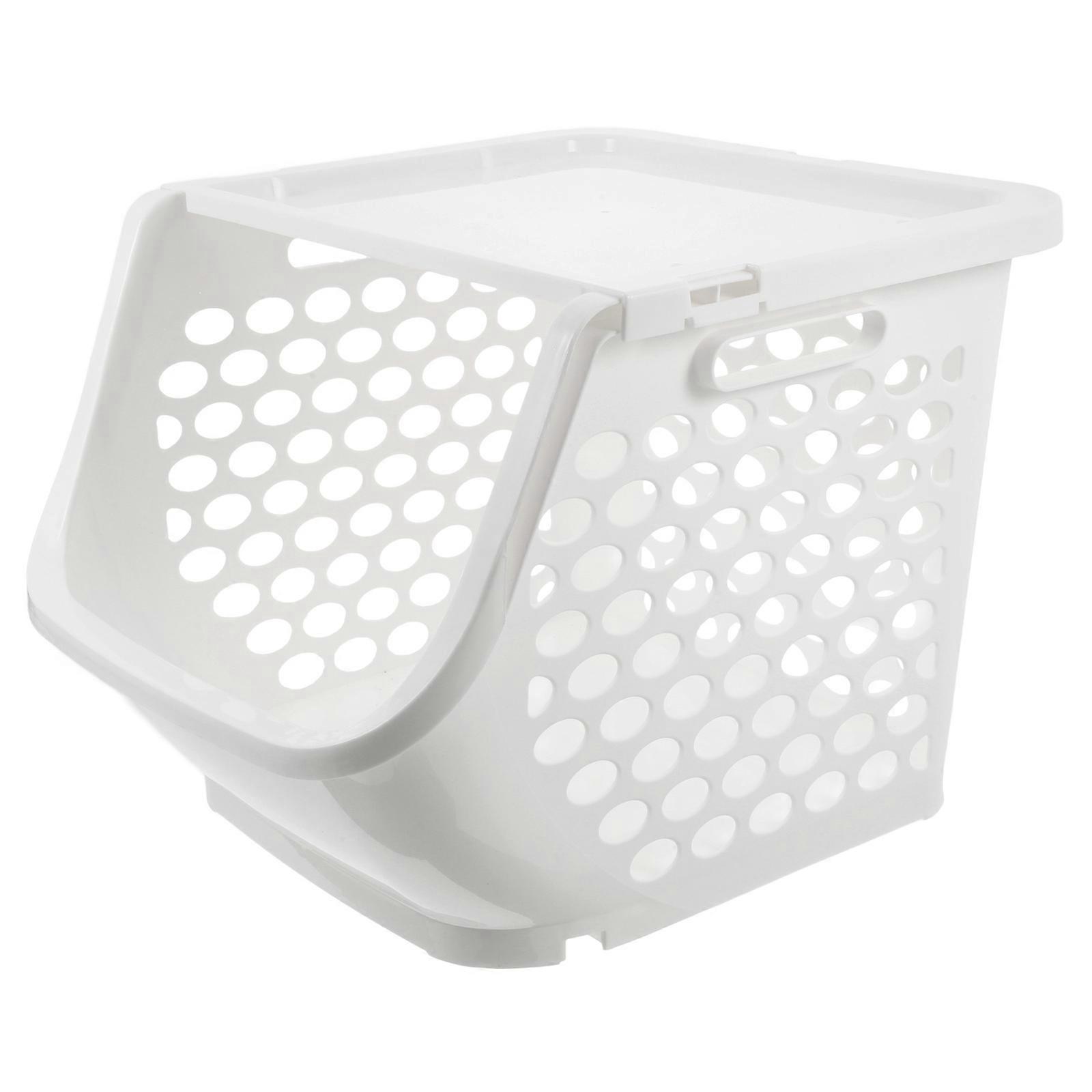 Kitchen Storage Basket Plastic Stackable Fruit Organizer for White