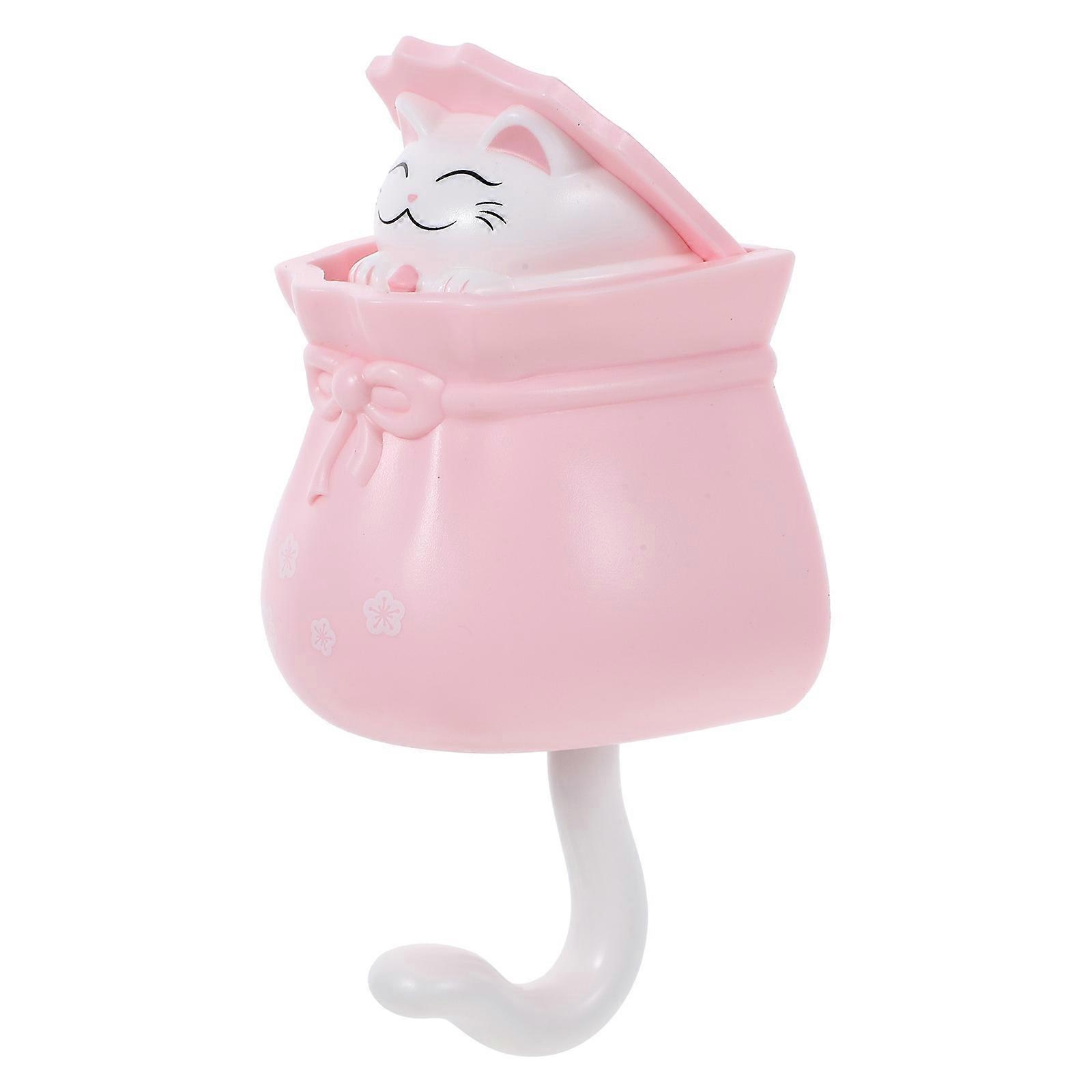 Plastic Hook Cat Shape No Trace Sticky Hooks for Home Use 2Pcs