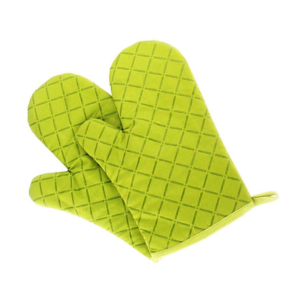 Green Silicone Oven Mitts for Heat Resistant Kitchen Use 4Pcs Set