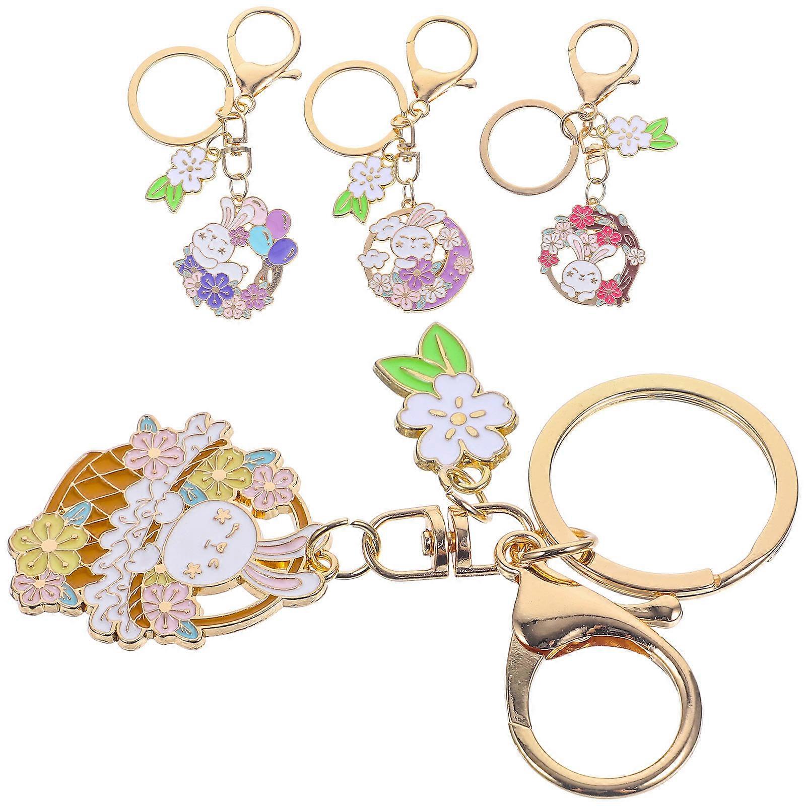 Artistic Retro Rabbit Key Ring Pendants Suitable For DIY Making 10CM Colorful 8Pcs