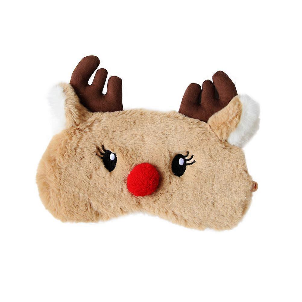 Eyeshade Plush Eye Mask for Sleeping Blindfold 2Pcs Adjustable Coffee Color