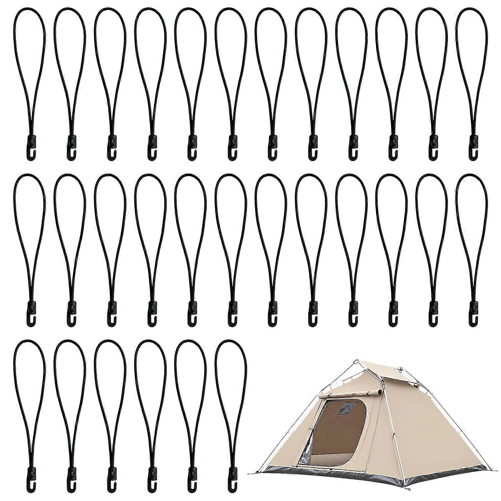 30Pcs 4mmx25cm Stretchy Nylon Rope With Plastic Hook Elastic Nylon Cord For Sewing Craft Project Camping Gear Fixing Multicolor