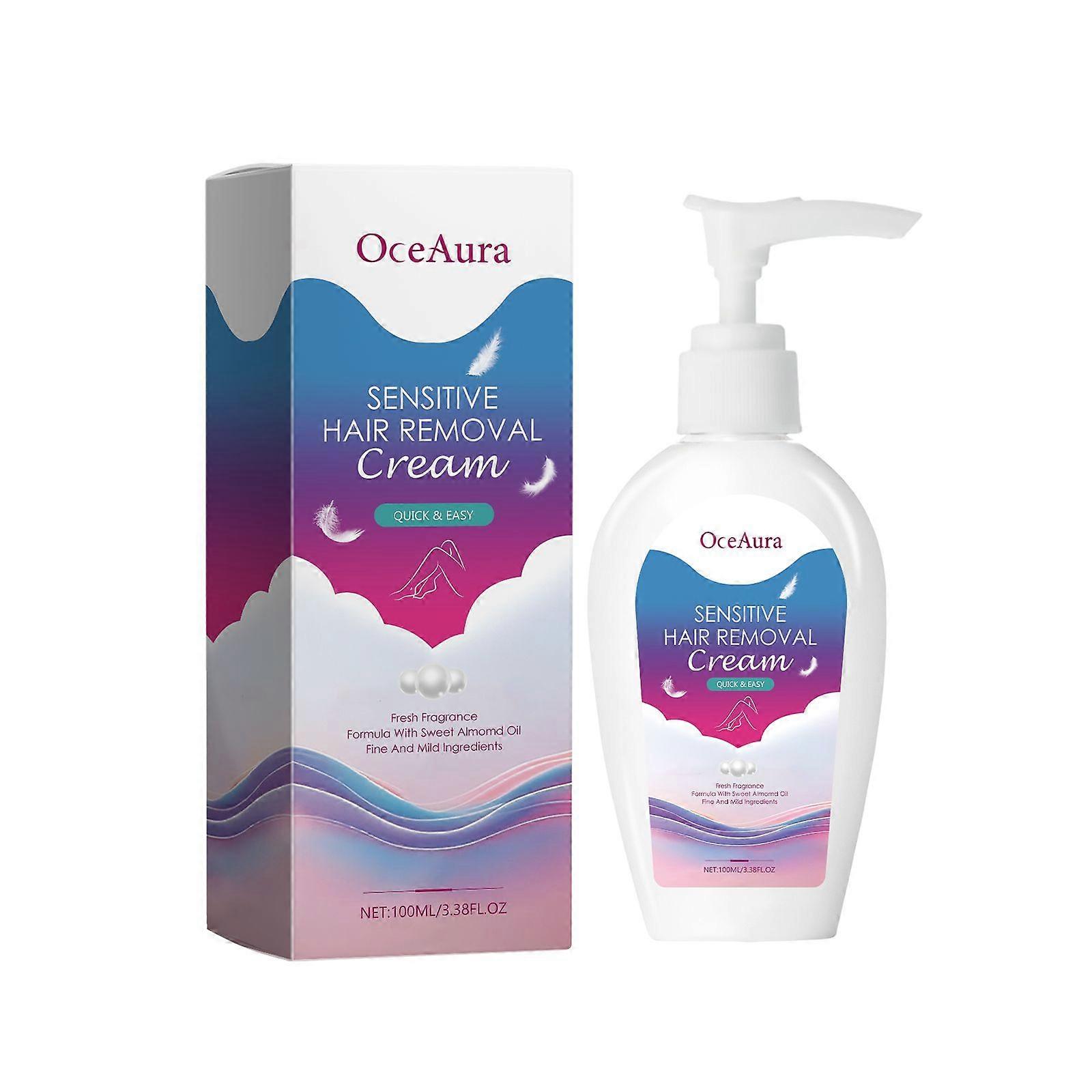 OceAura Sensitive Hair Removal Cream, Mild Non-Irritating Smooth White Skin Arms Underarm Legs Body Hair Removal Cream