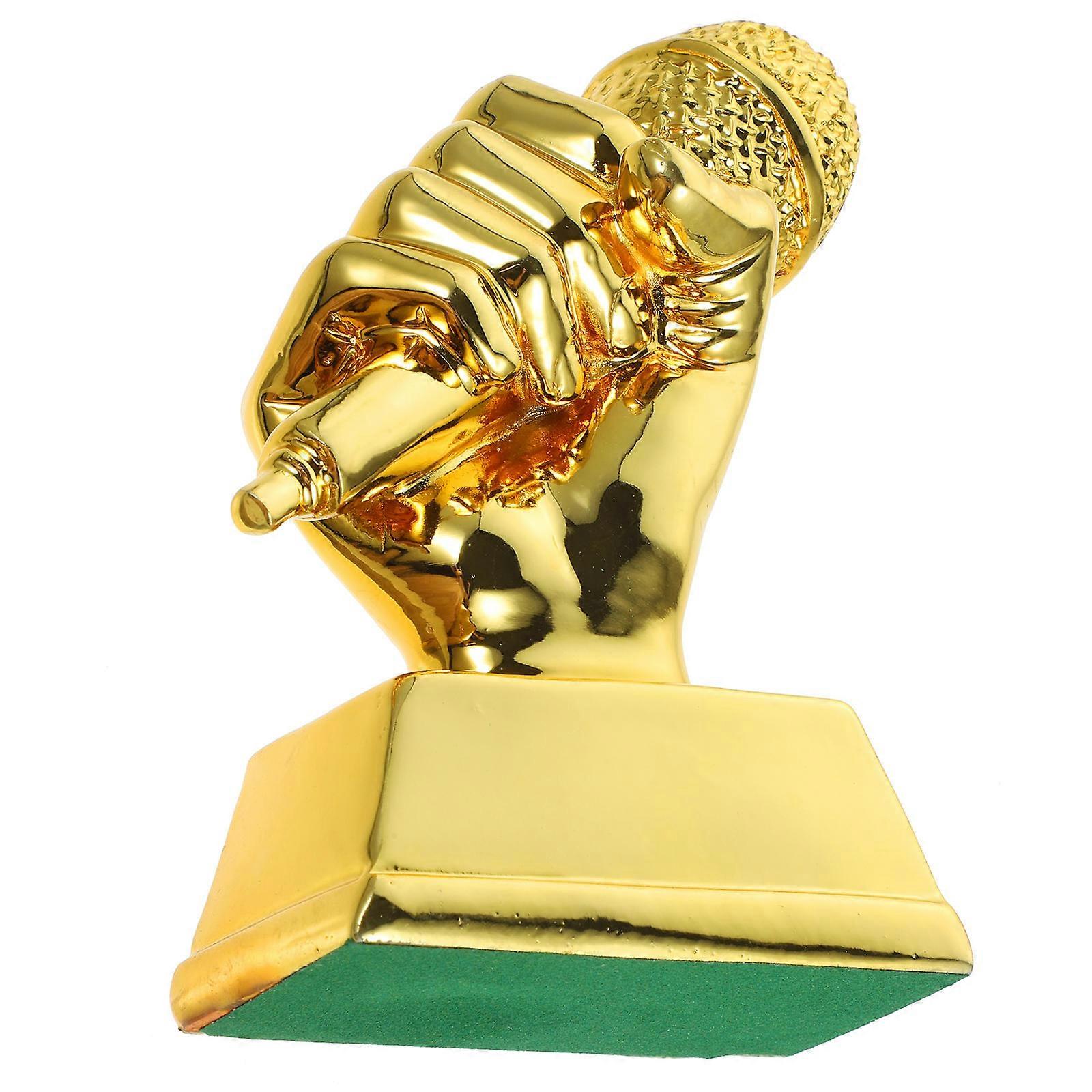 Microphone Trophy Resin Singing Trophy for 4Pcs Students Competition