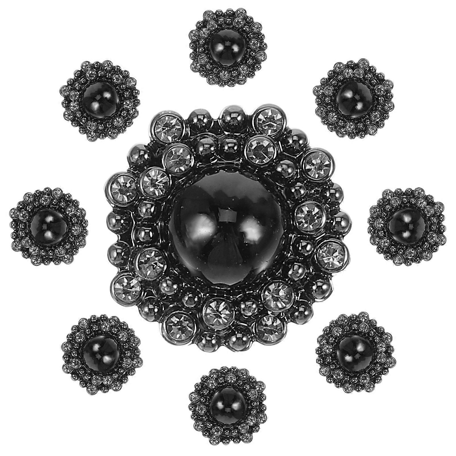 Round Buttons Clothes Alloy Button for Sewing Crafts 50Pcs Black