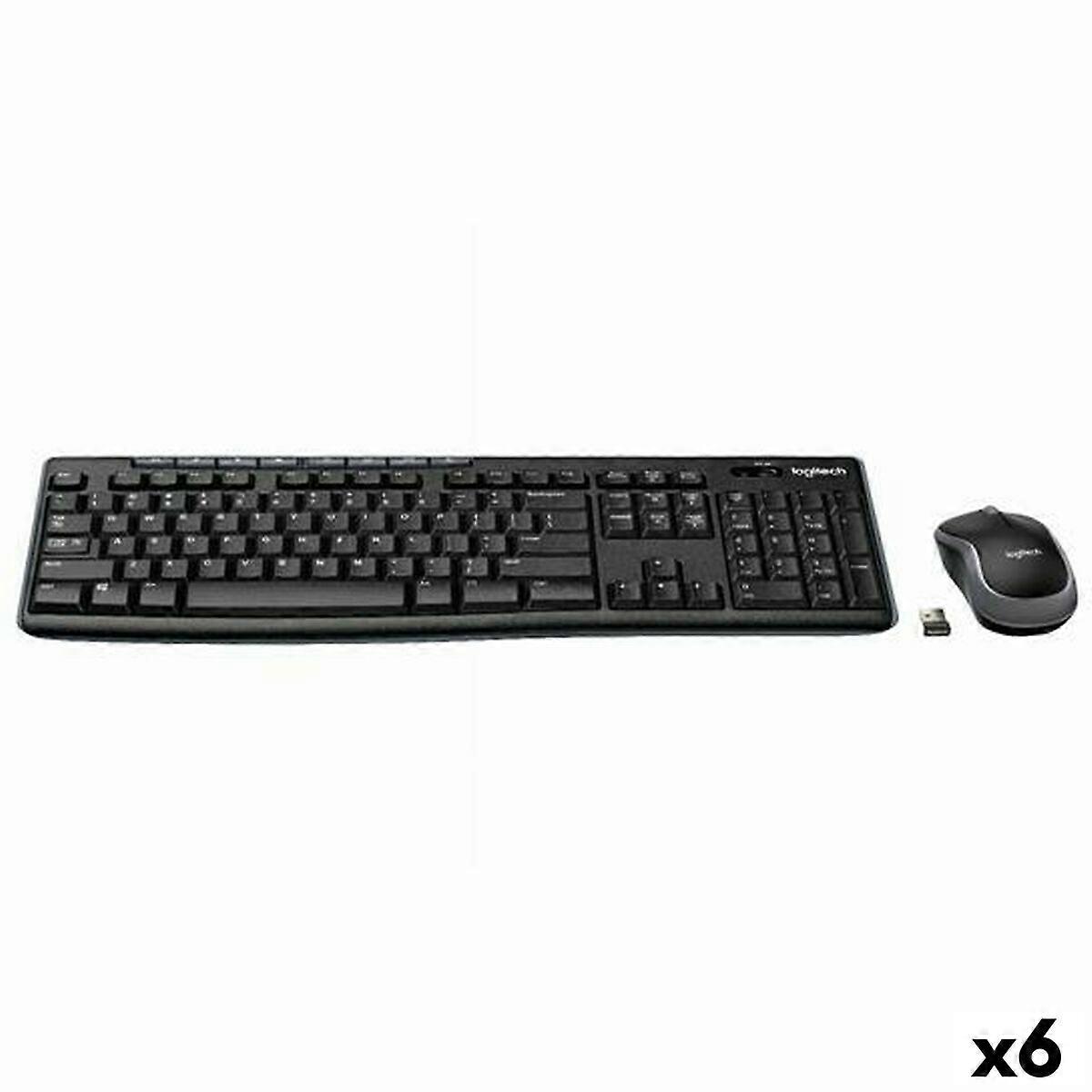 Keyboard and Wireless Mouse Logitech DESKTOP MK270 Black Spanish Qwerty (6 Units)