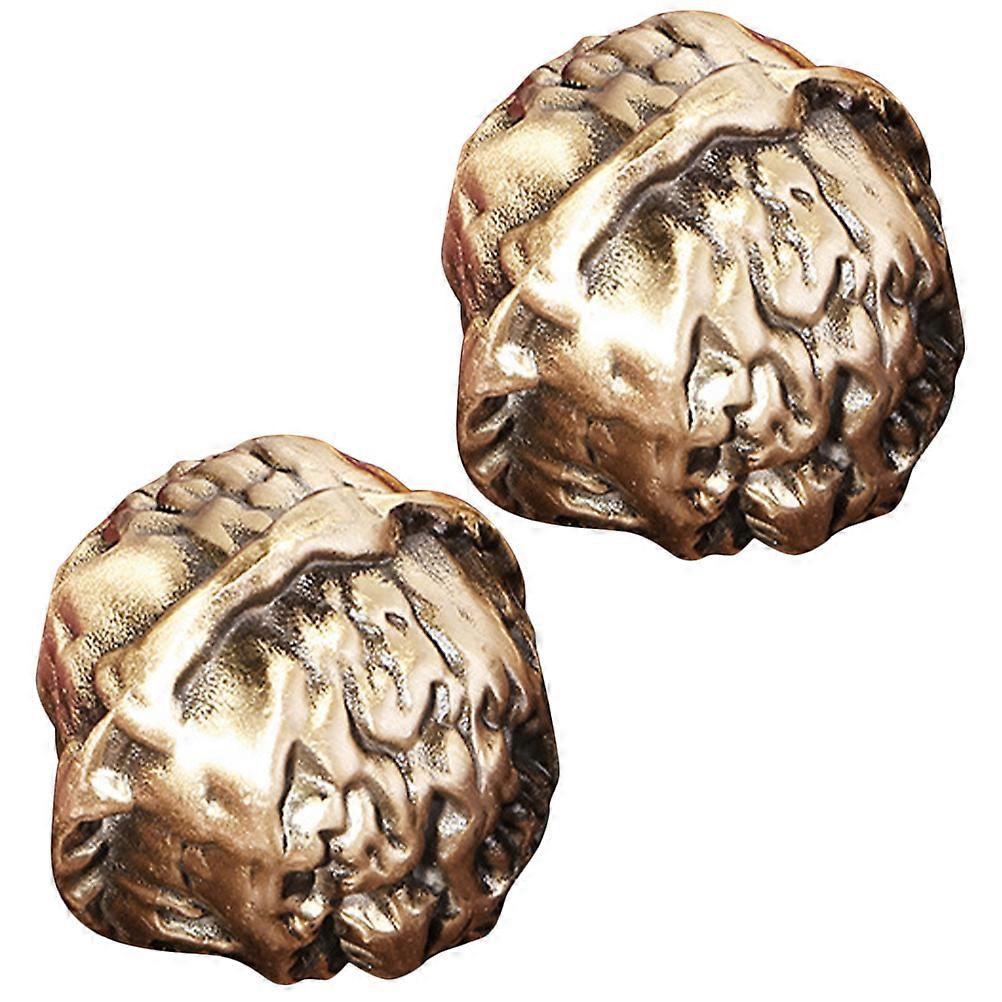 Brass Walnut Chinese Hand Balls for Exercise Hand Workout 4Pairs