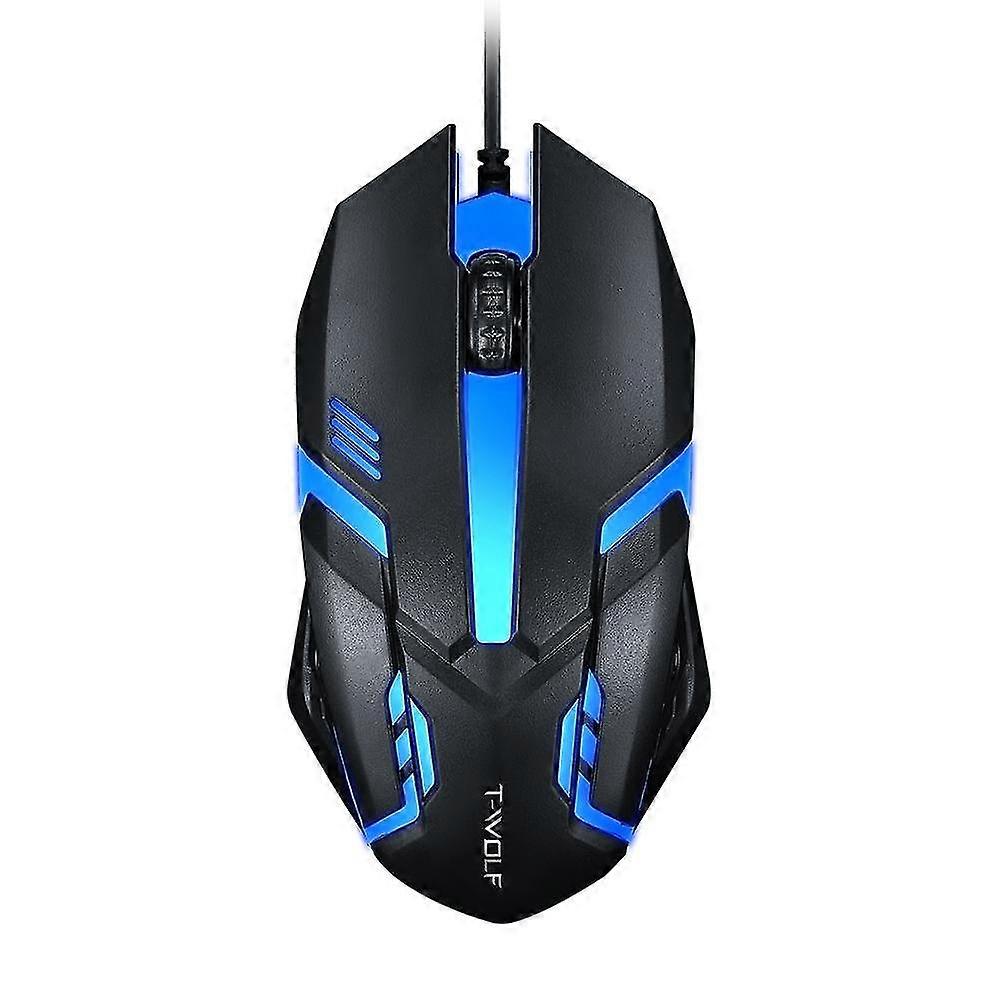 25-26 T-WOLF V1 Wired Gaming Mouse 3 Button 7 Colorful Backlight 1200 DPI Office Mouse Built-in Weights