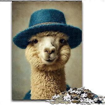 Quebra-cabeças para adultos, presentes de alpaca usando um chapéu para adolescentes, jogos educativos, brinquedos DIY, ótimos presentes e brinquedos - PT 4069