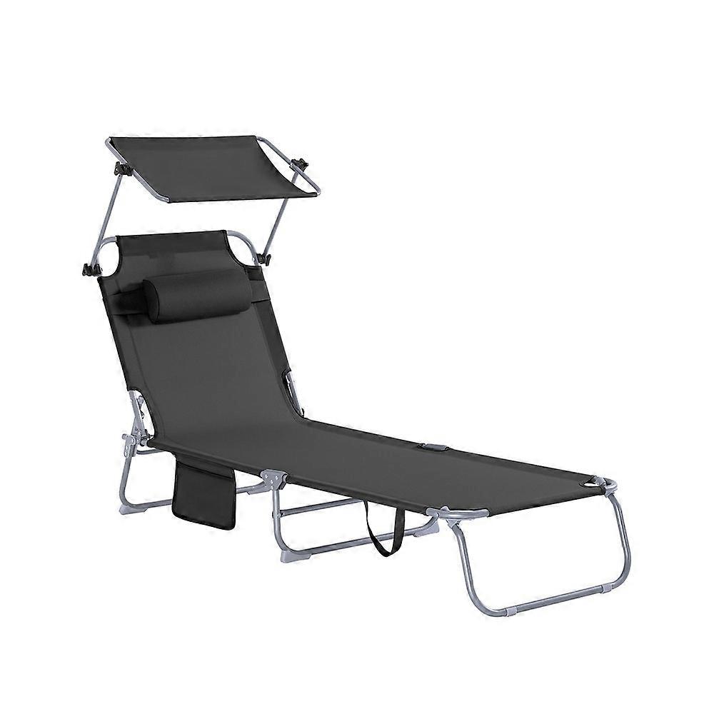 SoBuy Chair Sun Lounger with Adjustable Sun Shade and Backrest,OGS48-SCH