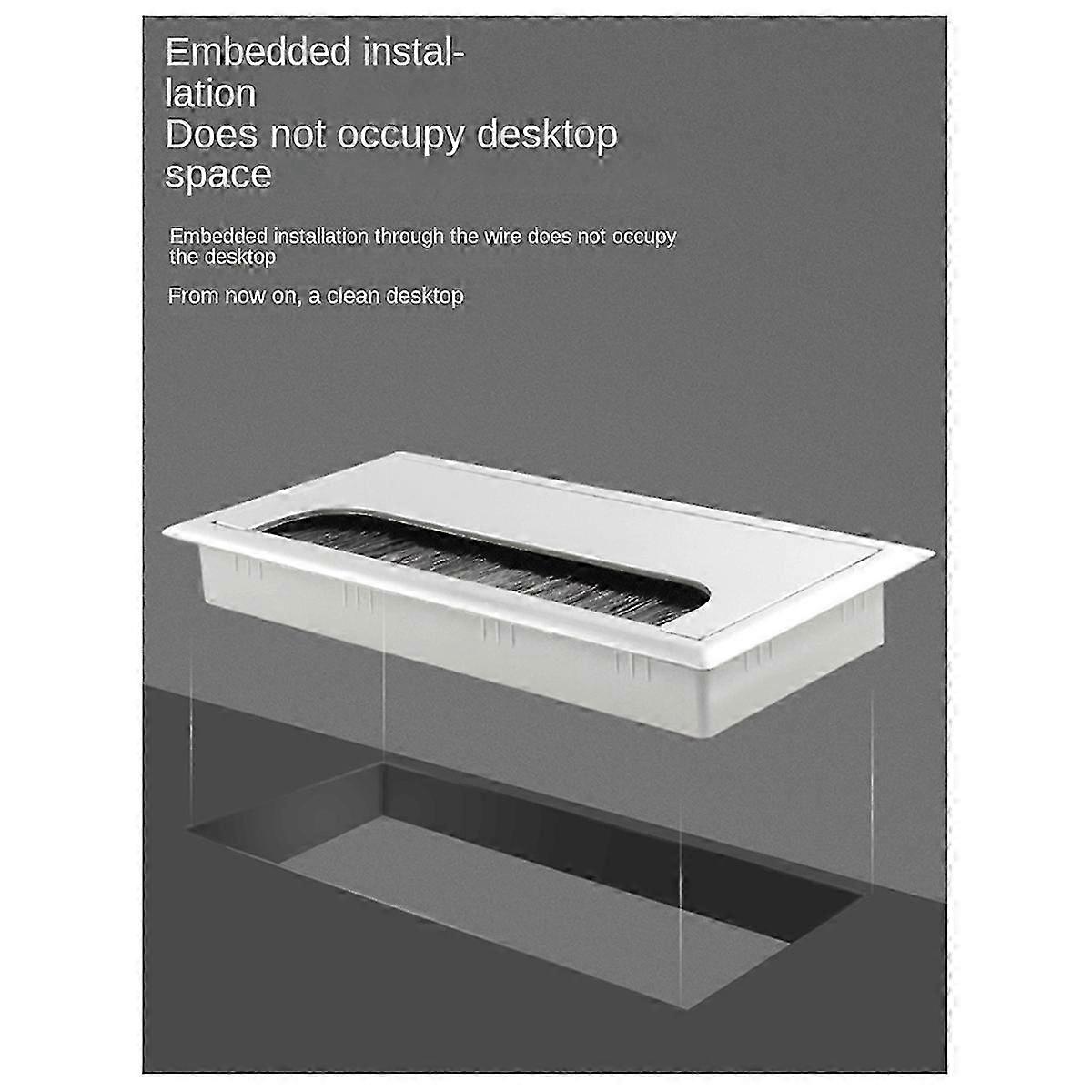 Office Desk Threading Box Table Wire Hole Cover Plate Black 80x80