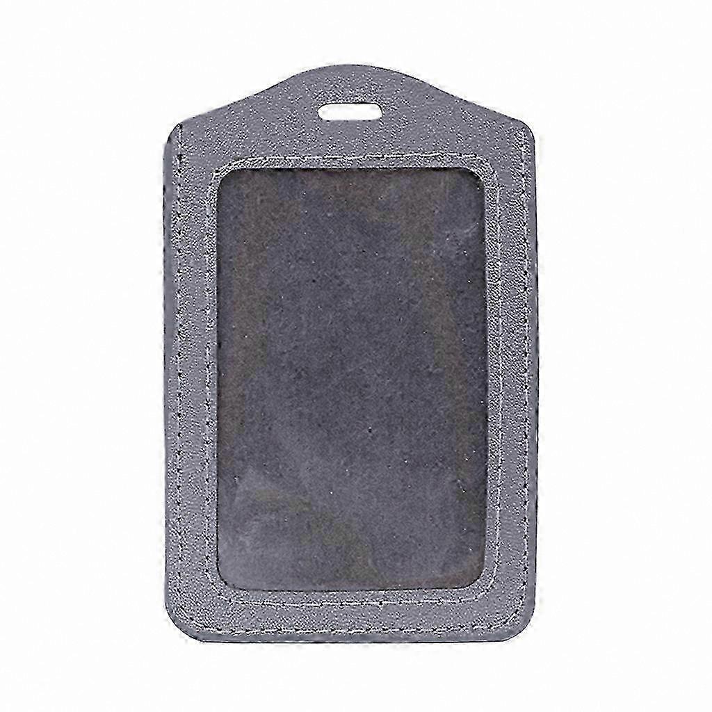 Vertical Leather ID Card Holder with Window, 10 Color Options for Business and Work Badges
