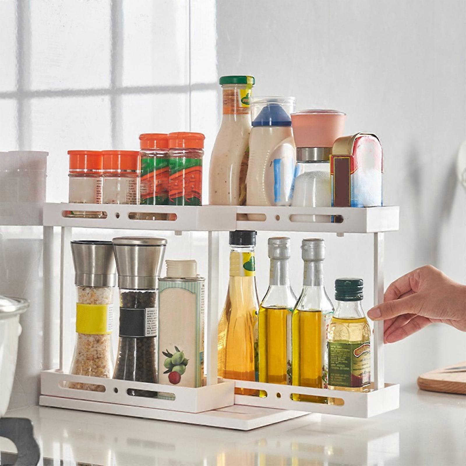 Multi-functional Large-capacity 3D Rotating Sink Fridge Organizer, Two Horizontal & Two Vertical, Storage Is No Longer Flat