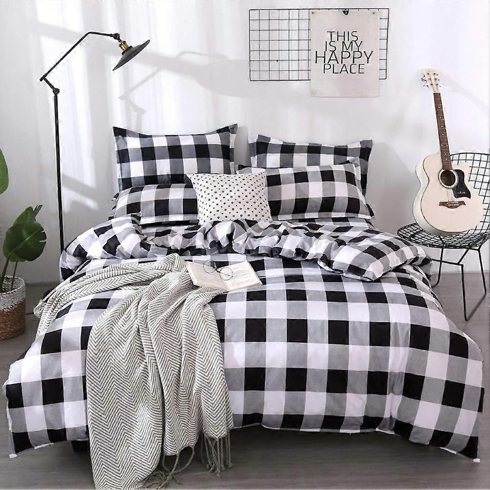 Farmhouse Buffalo Checked Bedding Set Duvet Cover With 2 Pillow Shams, Double Size, No Comforter, Rustic Plaid