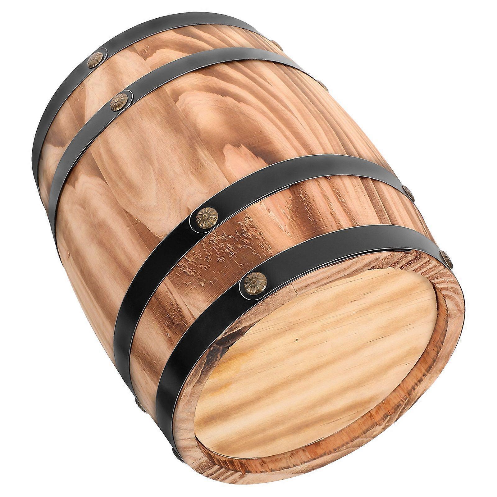 2pcs Wood Craft Barrel Decoration Bar Ornament Vintage Style Wine Barrel Model Party Decor