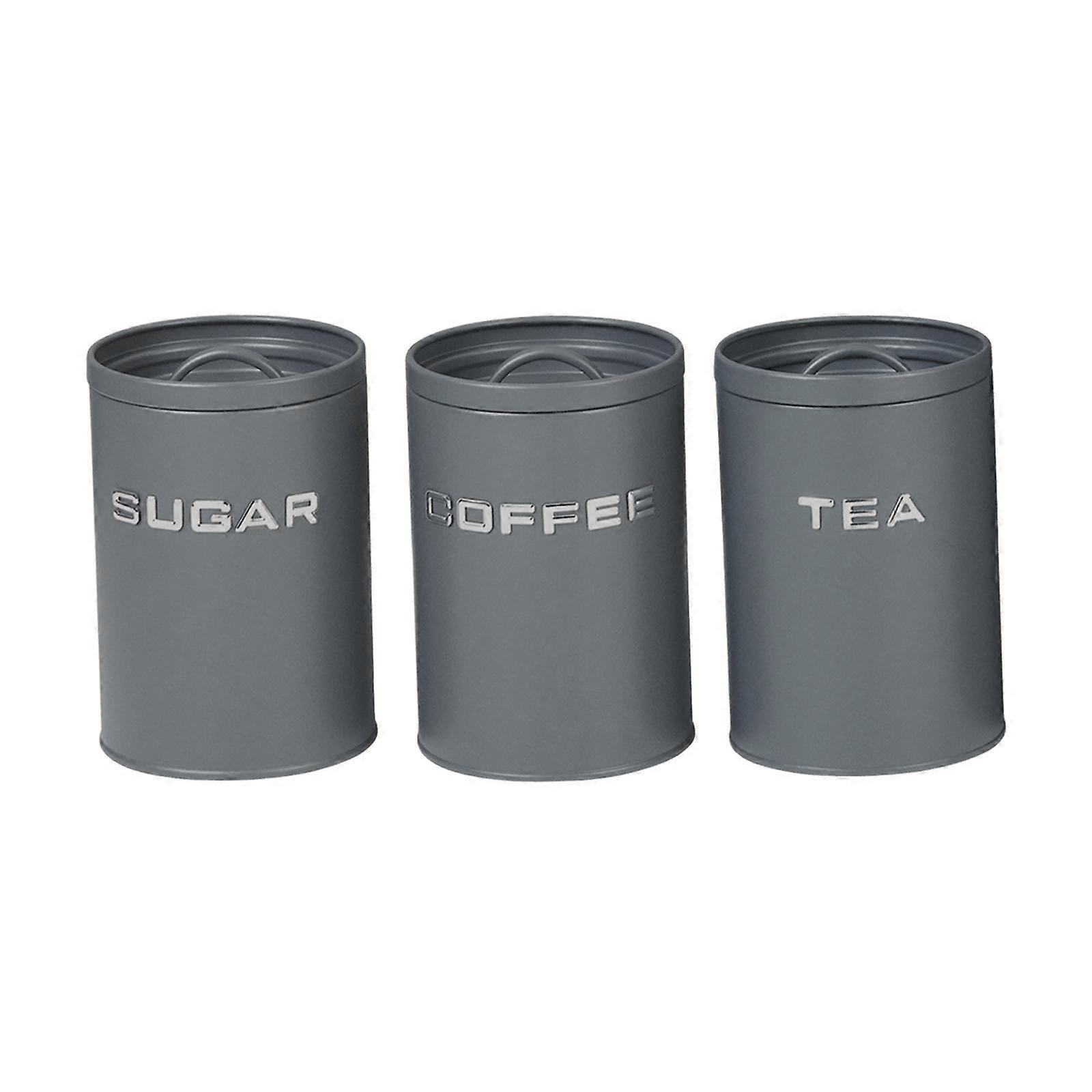 3x Coffee Bean Tea Sugar Containers Kitchen Storage Box Set Practical, Organizer