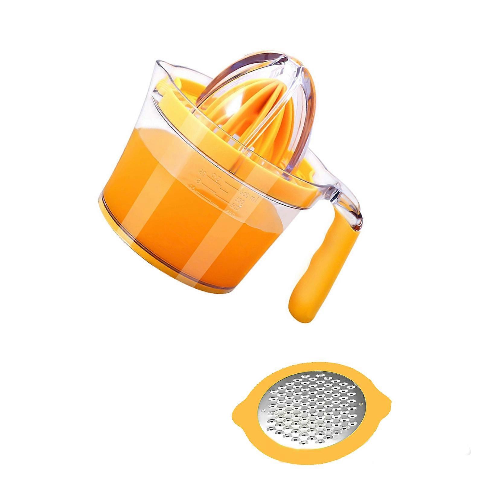 Compact Plastic Citruses Press With Make In Grater Slicer And Garlic Pulverizer For Effortlessly Home Make Juicing  Yellow
