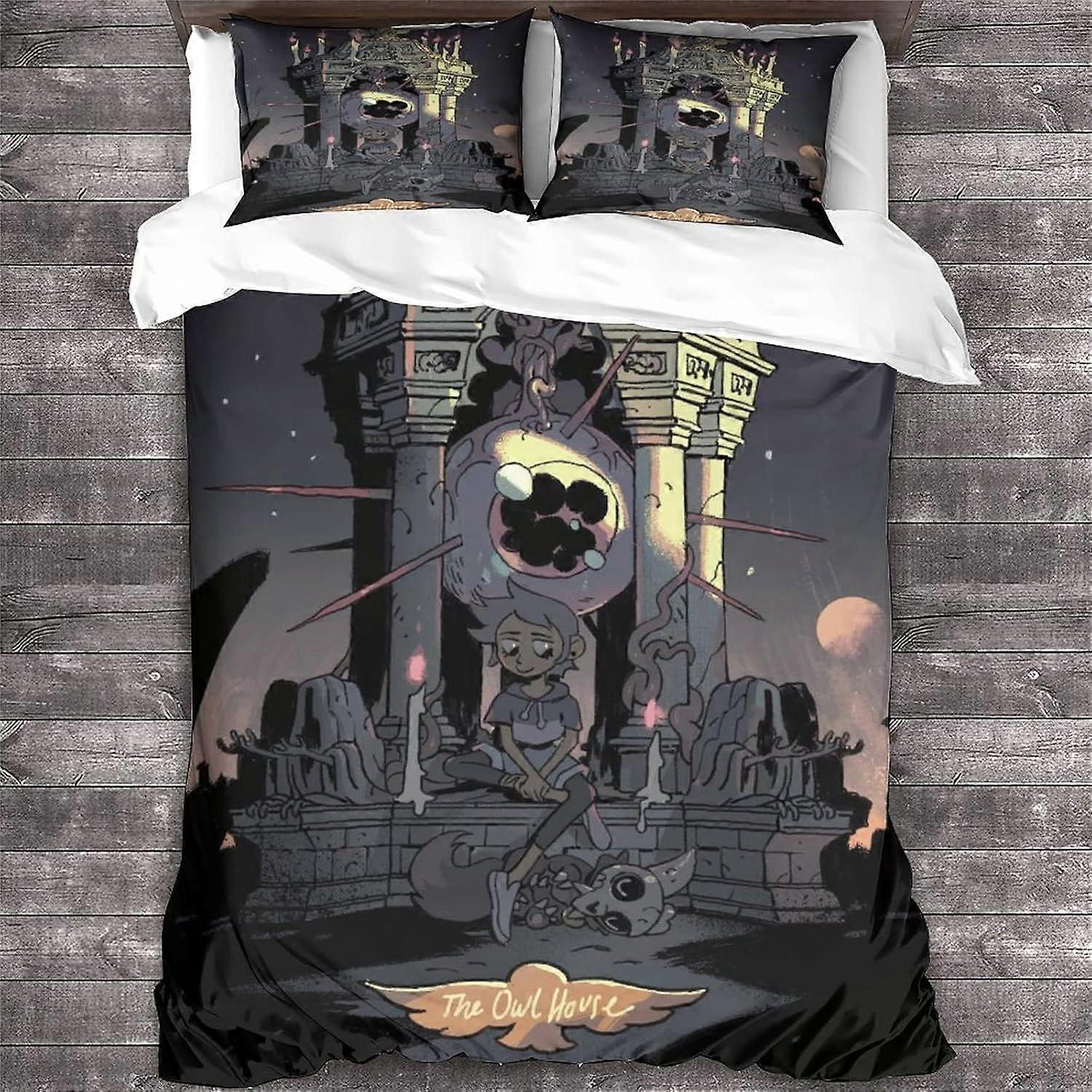 GENBAK The Owl House Bedding Set Animação Edredom Capa Set Animação Colcha Capa Zíper macio com fronha de casal