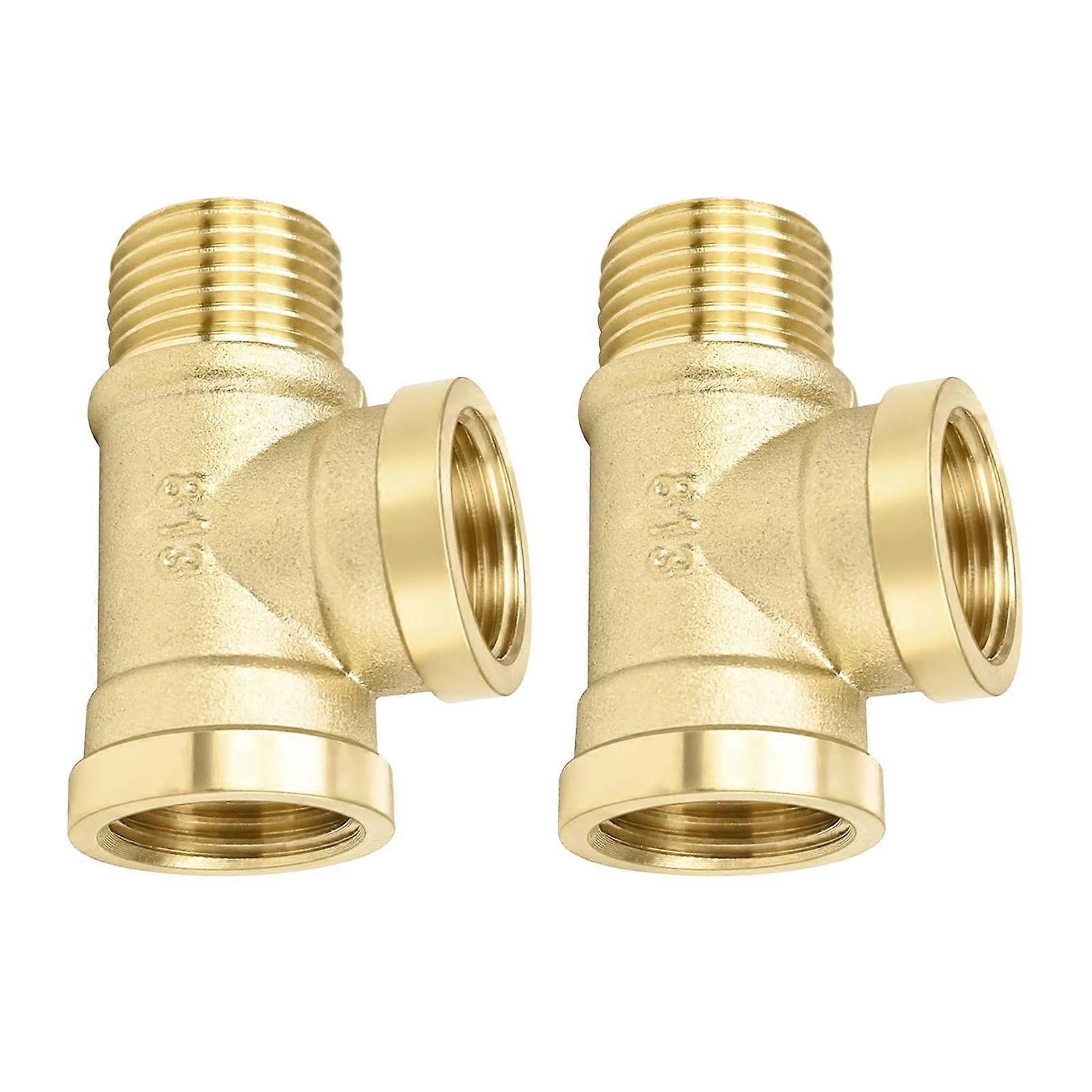 Practical 1/2 Inch Brass T Shaped Pipe Connectors Leak Proof Design With Thread Seal Tape For Home Plumbing Systems Multicolor