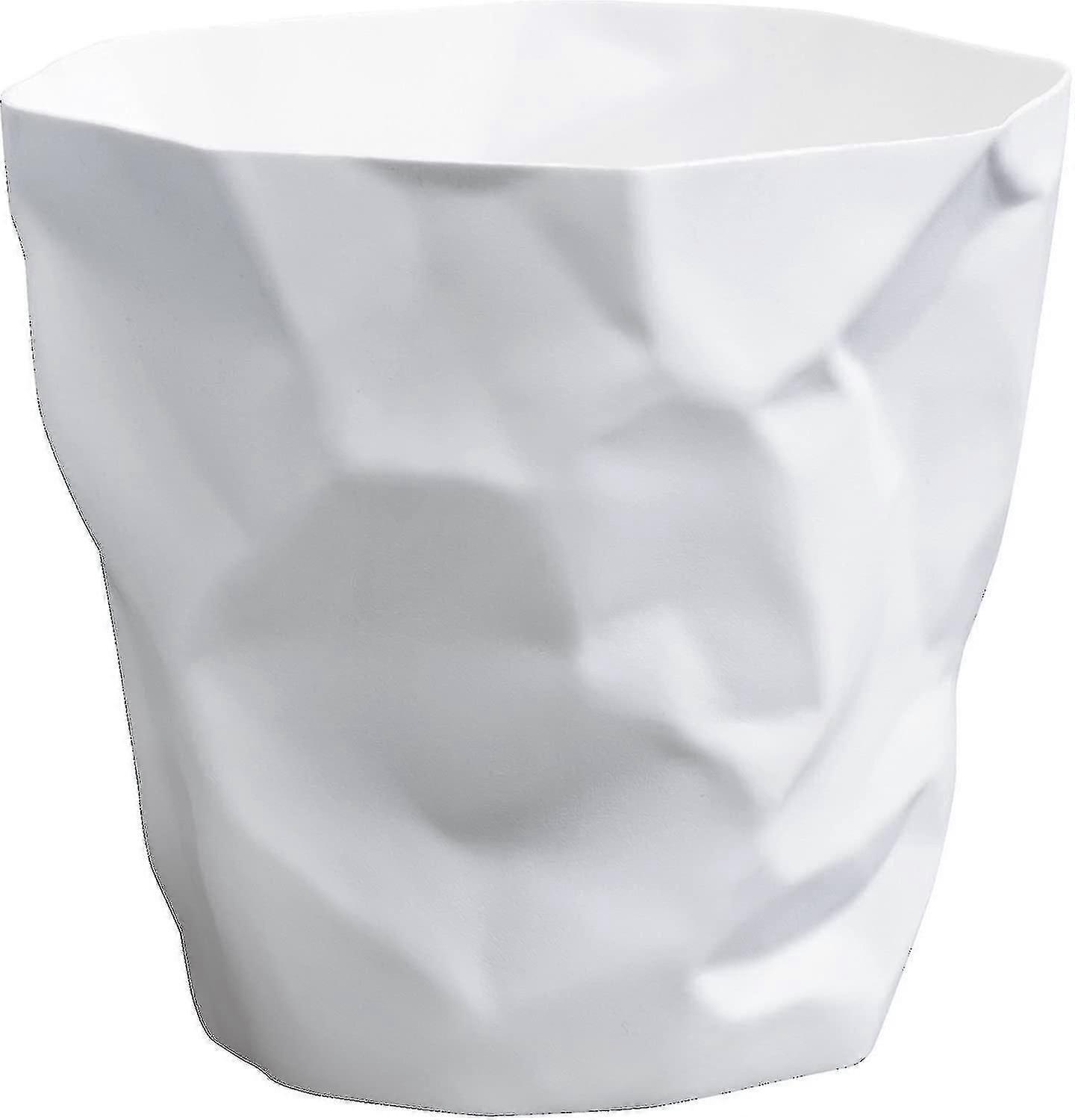 Compact Paper Bin for Workspace, Mini Trash Can, White, Model 16423
