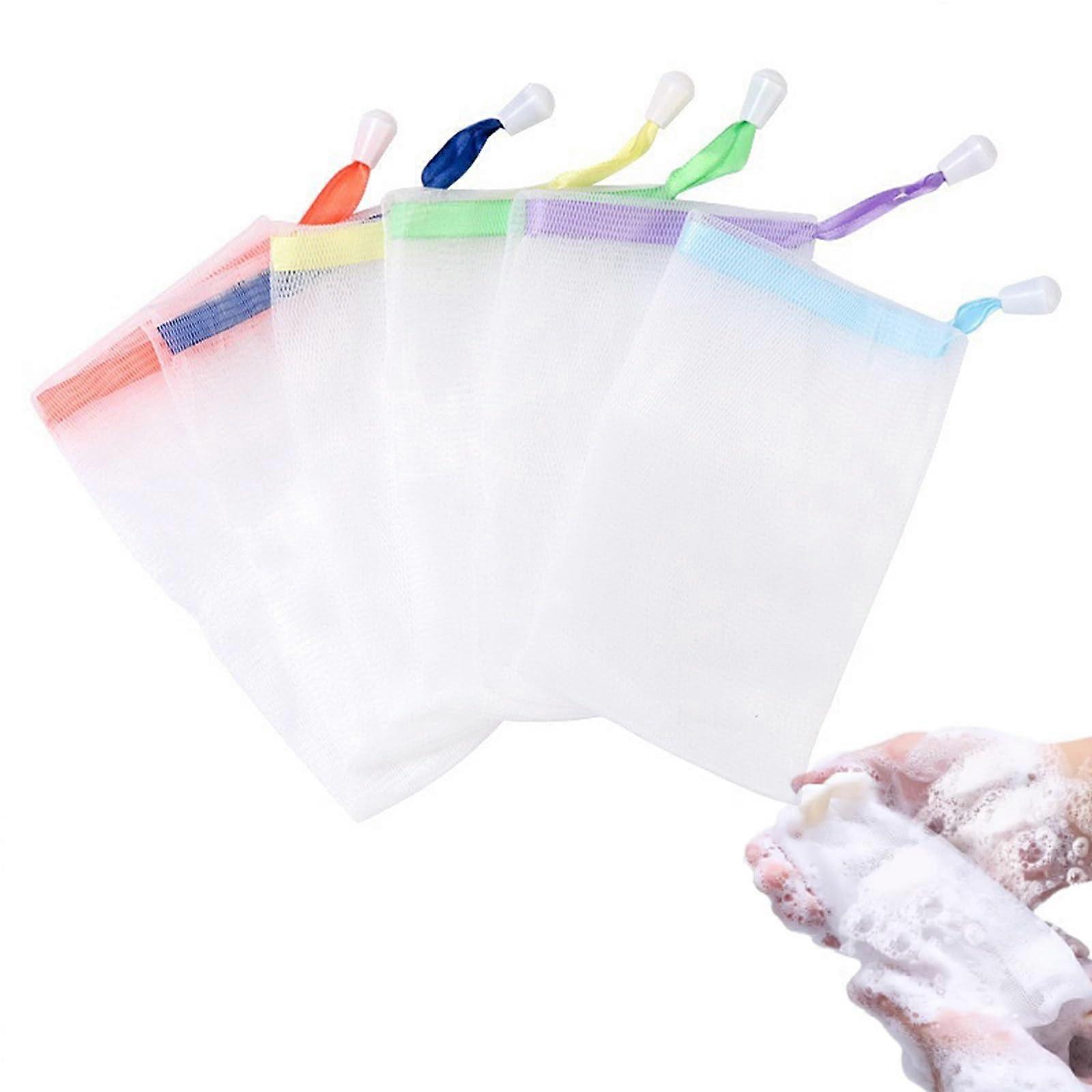 Soap Saver Foaming Mesh Bag with Drawstring for Shower Exfoliating and Drying, 10 Pack