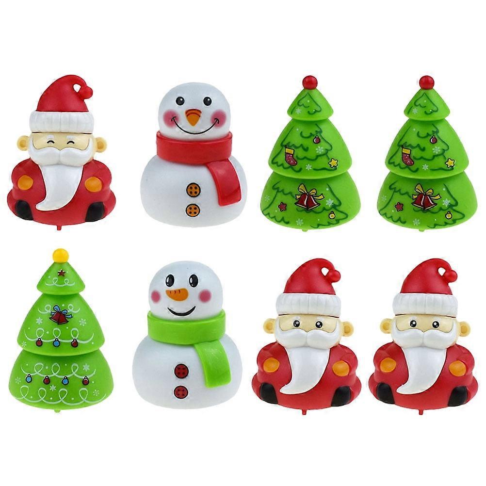8Pcs Xmas Themed Design Pull Back Playthings Xmas Style Pull Back Ornaments for Christmas(Mixed Style)